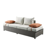 Salena Beige Fabric & Gray Wicker Patio Sofa & Ottoman Model 45015 By ACME Furniture